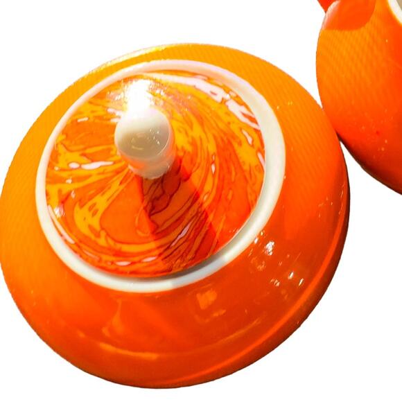 Vintage Holt Howard China Mid Century Modern Orange/White Cream and Sugar Set - Picture 8 of 9